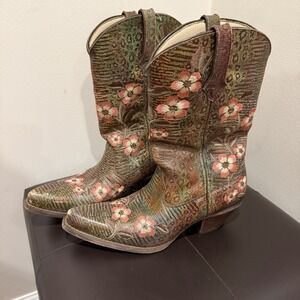 Durango 12" Floral Lizard Print Cowgirl Cowboy Western Boot RD3564 Womens Sz 10M